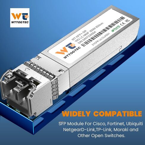 10GBase-SR SFP+ LC Transceiver, 10G 850nm Multimode SFP Module, Up to 300 Meters, for Cisco SFP-10G-SR, Meraki MA-SFP-10GB-SR, Ubiquiti UniFi UF-MM-10G, Fortinet, TP-Link, and More in Saudi Arabia