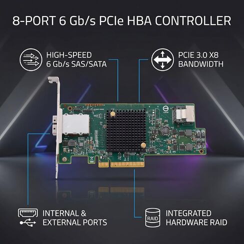 Fabater 8 Port PCIe HBA Controller Card 6Gbs High Performance SAS Expansion Card for High Density Servers, Slim Design in Saudi Arabia