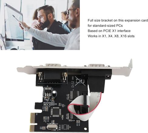 Rengue PCI Express Serial Expansion Card, Dual RS232 DB9 PCIe Card with AX99100 Chip and 256 Byte FIFO, X1 Interface for ARM Industrial Control POS Systems in Saudi Arabia