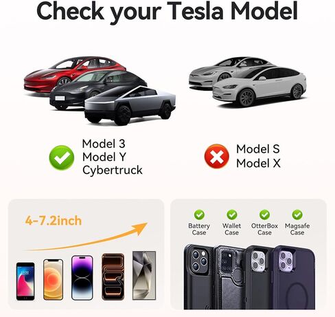 Tesla Phone Mount Model 3/Y Accessories: No-Adhesive for Clamp Car Mount for Model 3,Y,Juniper,Highland,Cybertruck,Fit for iPhone,Samsung,Google and All Android Mobile Phone in Saudi Arabia