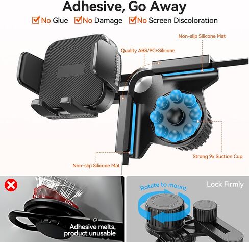 Tesla Phone Mount Model 3/Y Accessories: No-Adhesive for Clamp Car Mount for Model 3,Y,Juniper,Highland,Cybertruck,Fit for iPhone,Samsung,Google and All Android Mobile Phone in Saudi Arabia