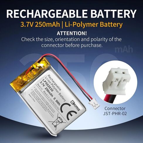 EEMB 3.7V 502030 250mAh Lipo Battery Rechargeable JST 2.0mm 4-Pack in Kuwait