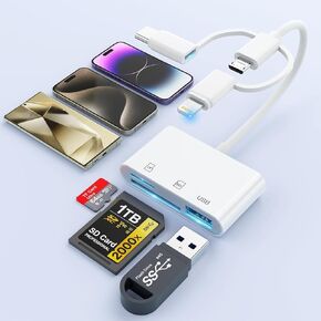 3-in-1 SD Card Reader for iPhone 16 15 14 i Pad USB C Android in Kuwait