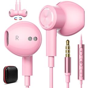 Jelanry Wired Earbuds 3. 5mm Headphones with Microphone Volume Control Pink in Saudi Arabia
