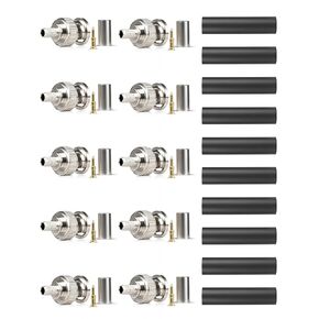 Anina 10-Pack BNC Male Crimp Connectors for RG58 RG142 LMR195 with Heat Shrink Tubing, Professional RF Adapter Kit for CB Radio, Security Camera, Test Equipment in Kuwait
