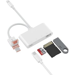 Memory Card Reader, USB OTG Adapter & SD C ard Reader for i-Phone/i-Pad,USB C and USB A Devices with Micro S D & S D Card Slots in Kuwait