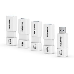 GIGASTONE 64GB Flash Drive (5 Pack) Z60 USB 3.2 Gen 1, 100MB/s Ultra Fast, Retractable Capless Slider Design, Data Storage, Backup for PC/Mac/TV/Car Audio, USB 2.0/3.0/3.1 Compatible in Kuwait