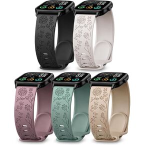 Sunnyson 5 Pack Veryfit Smart Watch Bands, 22mm Soft Silicone Sport Bands for IDW13 IDW16 IDW19 IDW25 IDW26 IDW28 Smartwatch, Quick Release Flower Silicone Straps Replacement Wristband in Kuwait