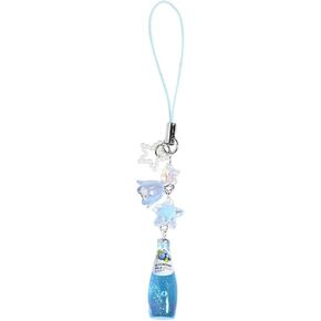 Crystal Bead Water Bottle Charm Pendant Keychain Star Flower Beaded Phone Lanyard Lightweight Backpack Pendant Keyring, Blue in Kuwait