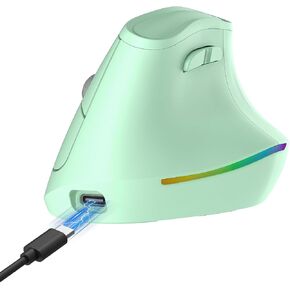 KYSONA 57° Wireless Ergonomic Mouse, Vertical Mouse, Carpal Tunnel Mouse, RGB Light, Rechargeable, Bluetooth & 2.4G, 5-Level DPI Adjustment, Quiet Click Ergo Mice Compatible with PC/Laptop/Mac, Green in Kuwait