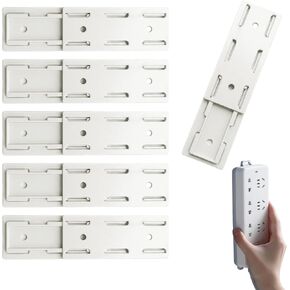 6 Pack Self Adhesive Power Strip Holder, Punch-Free Socket Wall Mount, Surge Protector Fixator with Cable Management Clips for Home, Office & Kitchen (White) in Saudi Arabia