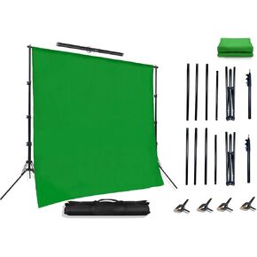 10x6.5ft Adjustable Photo Backdrops Stand Kit Portable Portrait & Studio Green Screen Stand Support with 4 Clamps,1x Green Backdrop Carrying Bag Disassembly Photography Accessories Banner Stand in Kuwait