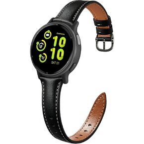 Slim Leather Watch Bands Compatible with Garmin Vivoactive 6/ Vivoactive 5/Vivoactive 3/Venu Sq/Forerunner 165/55/245 Music, 20mm Thin Soft Leather Strap for Women in Kuwait