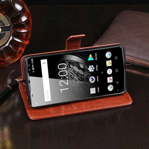 for Blackview Xplore 1 Case Magnetic Leather + 1 Pcs Screen Protector Tempered Glass - Flip Leather Shockproof Credit Card Holder Stand Cell Accessories (Black) in Saudi Arabia