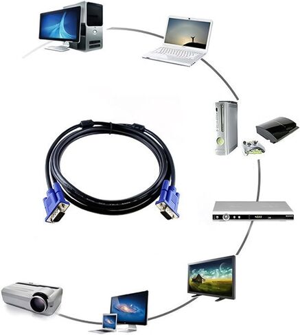 VGA Cable VGA Male to Male Extension Cable for PC Monitors ProjectorHigh Resolution Video Cable Computer Monitors Cable in Saudi Arabia