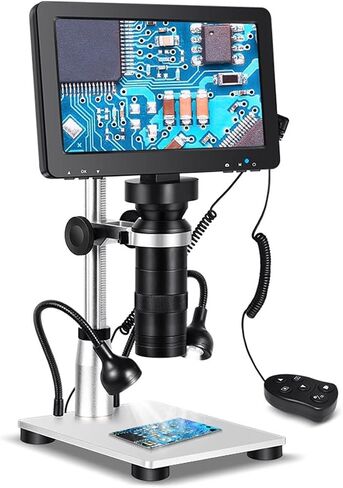Microscope Kit 7" LCD Microscope 130X Maginfication 1080P Metal Stand Video Camera Microscope Slides,DM10 Professional in Saudi Arabia