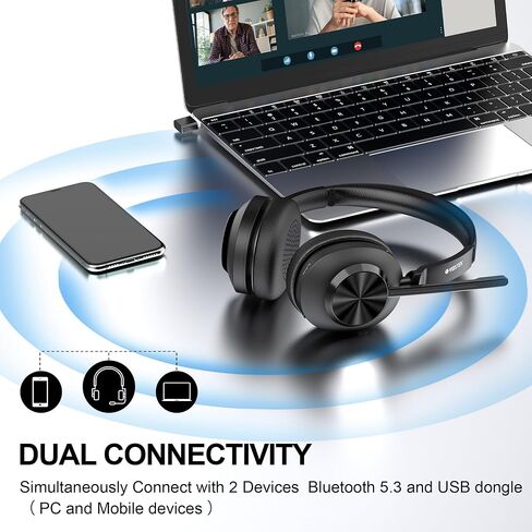 Voistek Wireless Headset with Mic for Work,Bluetooth Headphones for PC in Saudi Arabia