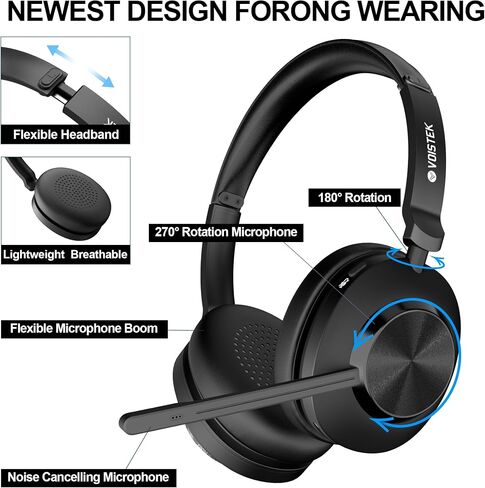 Voistek Wireless Headset with Mic for Work,Bluetooth Headphones for PC in Saudi Arabia