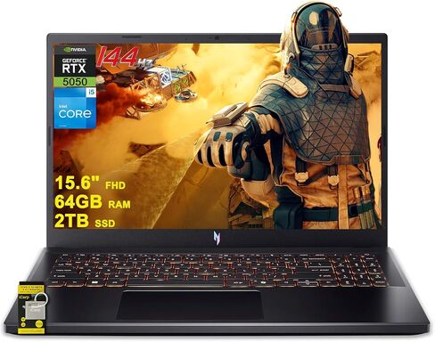 acer Nitro V 15 Gaming Laptop 15.6" FHD IPS 165Hz Intel 8-core i5-13420H 16GB DDR4 512GB SSD GeForce RTX 5050 GDDR7 DLSS4 (Up to 440 AI Tops) Backlit Thunderbolt WiFi6 Win11Pro ICP Hub in Kuwait