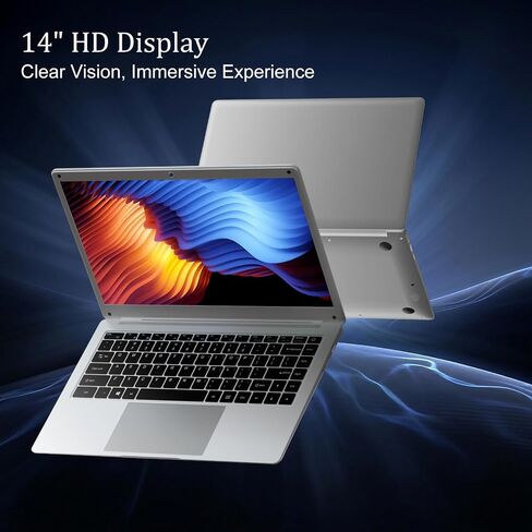 JUSTTHINK 14" Laptop Computer, Intel Celeron N3350 Processor, 8GB RAM 256GB SSD, 1366x768 HD Display, Windows 11, Silver Notebook for Student & Business in Kuwait