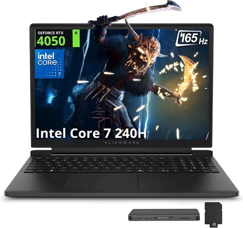 Dell Alienware 15 15.3" WUXGA 165Hz Gaming Laptop, Intel Core 7-240H, NVIDIA GeForce RTX 4050, 32GB DDR5, 2TB Storage(1TB SSD+1TB Docking Station Set), Backlit Keyboard, Wi-Fi 6, Win 11 Pro, Black in Kuwait