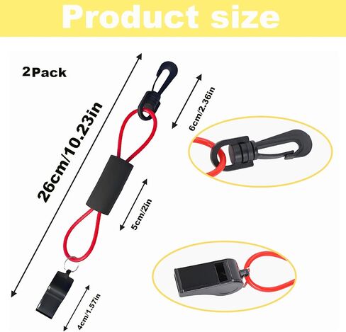 2 Pack Marine Safety Whistles with Lanyard, Coast Guard Approved Emergency Signal Whistles for Boating, Kayaking, Camping, Hiking, Fishing, Hunting & Rescue（Red） in Kuwait