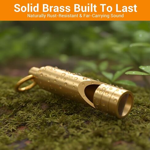 12 Pack Brass Emergency Whistles with Tangle-Free Lanyard - Pealess Safety Whistle Survival Loud Blast for Kayak Life Vest, Boating, Camping Hiking, Hunting, Emergency Whistle for Hiking, Survival in Kuwait