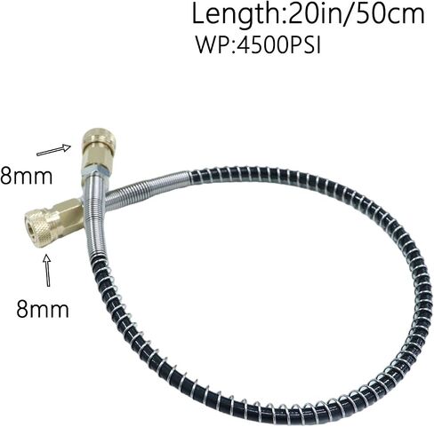 20in Paintball Airsoft PCP Fill Hose,Paintball Filling Equipment Whip Hose with Double 8mm Male Connector in Saudi Arabia