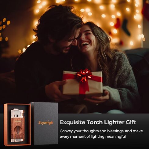 Dual Flame Jet Torch Lighter with V-Notch Tool and Holder, Refillable Butane, Adjustable Flame, Fuel Window, Compact Travel & Home Gift for Men in Kuwait