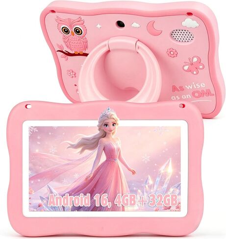 YosaToo Kids Tablet, Android 16 Tablet for Kids 7" 4GB 32GB with Drop-proof Case, Pre-installed Offline Learning App, Parental Control WiFi Toddler Tablets for Ages 3-12 with YouTube Google Kids Space in Kuwait