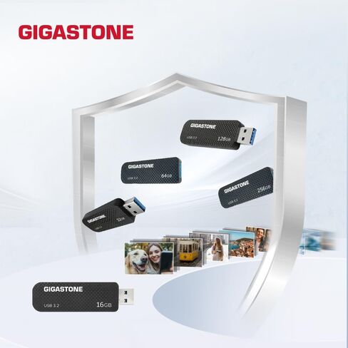 GIGASTONE 64GB USB 3.2 Flash Drive 5-Pack, 80MB/s High-Speed Data Transfer, Carbon Fiber Design, Retractable in Kuwait
