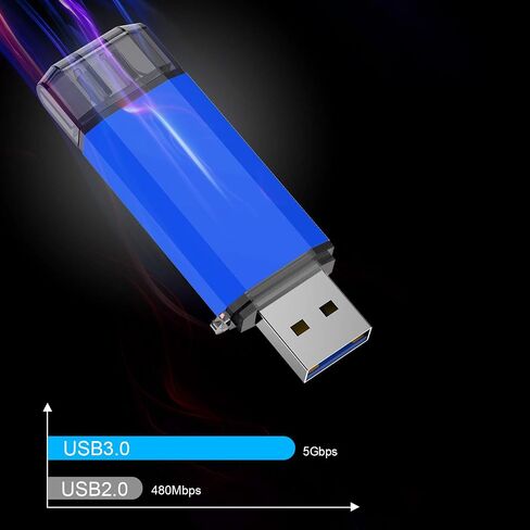128GB USB-C Flash Drive - High Speed 128GB Thumb Drive for Type C Smartphones, Tablets, PC & MacBook - Blue in Kuwait