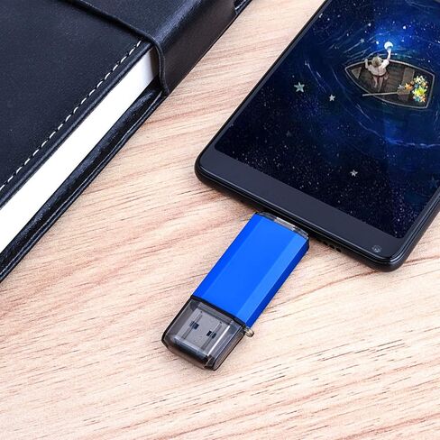 32GB USB Flash Drive, Dual USB Disk(USB-A 3.0/Type C 3.0), High Speed Thumb Drive USB Pen Stick for Type C Smartphones, Tablets, PC, New MacBook - Blue in Kuwait