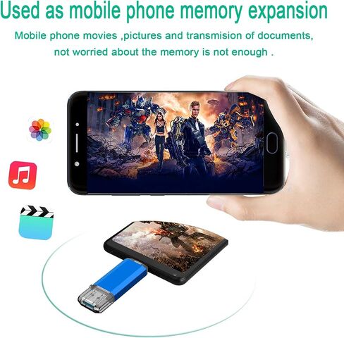 32GB USB Flash Drive, Dual USB Disk(USB-A 3.0/Type C 3.0), High Speed Thumb Drive USB Pen Stick for Type C Smartphones, Tablets, PC, New MacBook - Blue in Kuwait