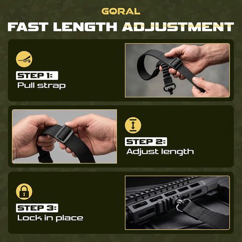 Two Point Rifle Sling Strap - Gun Sling with Push Button QD Swivels Slings for Outdoor, Hunting, Airsoft, Paintball & Training Tactical 2 Point Easy Attach, Adjustable Gun Shoulder Strap in Saudi Arabia