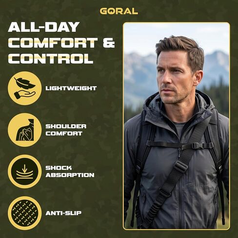 Two Point Rifle Sling Strap - Gun Sling with Push Button QD Swivels Slings for Outdoor, Hunting, Airsoft, Paintball & Training Tactical 2 Point Easy Attach, Adjustable Gun Shoulder Strap in Saudi Arabia
