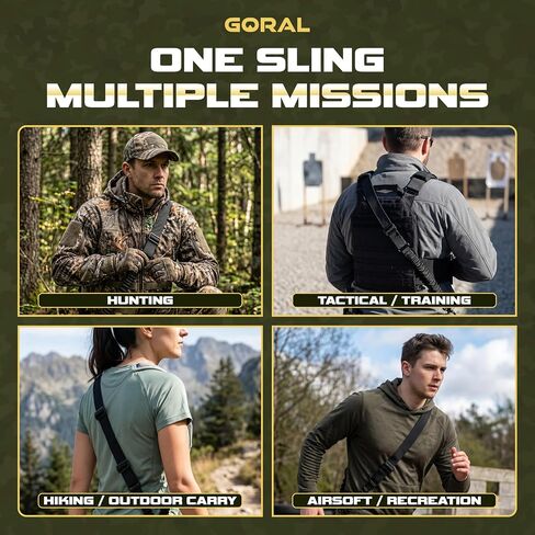 Two Point Rifle Sling Strap - Gun Sling with Push Button QD Swivels Slings for Outdoor, Hunting, Airsoft, Paintball & Training Tactical 2 Point Easy Attach, Adjustable Gun Shoulder Strap in Saudi Arabia