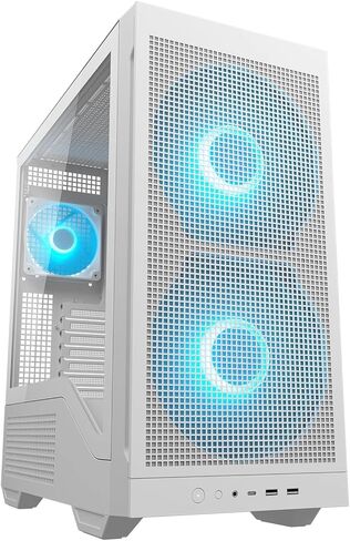 COUGAR MX600 Max ATX MidTower Case, 400mm GPU Supported, Pre-Installed 2x200mm PWM ARGB Front Fans, Maximum 8 Fans, Dual-Curve Ramp, Modular Front I/O, Motherboard Reverse Connector (White) in Saudi Arabia