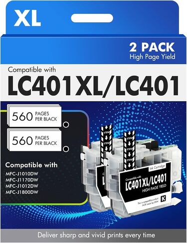 LC401XL LC401 Black Ink Cartridges for Brother MFC-J1010DW MFC-J1170DW in Saudi Arabia