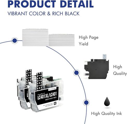 LC401XL LC401 Black Ink Cartridges for Brother MFC-J1010DW MFC-J1170DW in Saudi Arabia