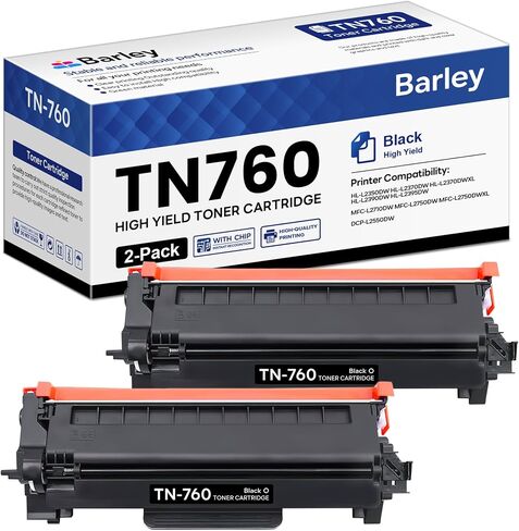 TN760 TN-760 Toner Cartridge Compatible TN760 High Yield Black Toner Cartridge Replacement for Brother TN760 TN-760 MFC-L2710DW MFC-L2750DW DCP-L2550DW Toner Printer (2-Pack). in Saudi Arabia