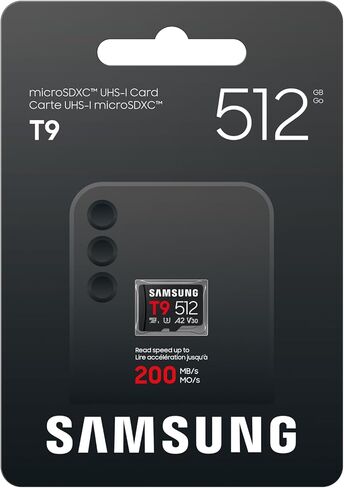 Samsung microSDXC T9 512GB, Up to 200 MB/s, UHS-I U3 4K A2 V30 microSD for Avid Gamers & Professional Creators MB-MH512T with Adapter in Saudi Arabia