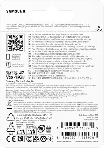 Samsung microSDXC T9 512GB, Up to 200 MB/s, UHS-I U3 4K A2 V30 microSD for Avid Gamers & Professional Creators MB-MH512T with Adapter in Saudi Arabia