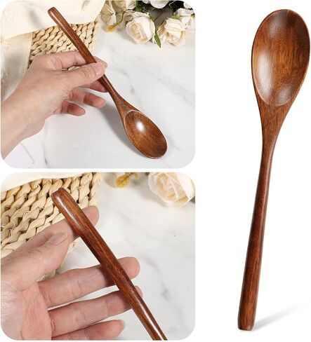 Wooden Spoon and Fork Set for Eating, 9 Inch Reusable Lunch Wood Cutlery in Saudi Arabia