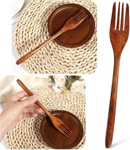 Wooden Spoon and Fork Set for Eating, 9 Inch Reusable Lunch Wood Cutlery in Saudi Arabia