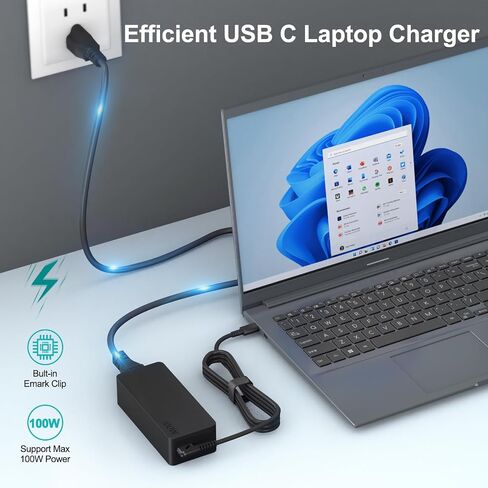 100W USB C Laptop Charger,Compatible with Mac Book Pro/Air 16, 15, 14,13,M1 M2 M3 M4 M5,Inch 2026 2025 2024 2023,for HP, Dell Type-C Fast Charging AC Adapter in Saudi Arabia