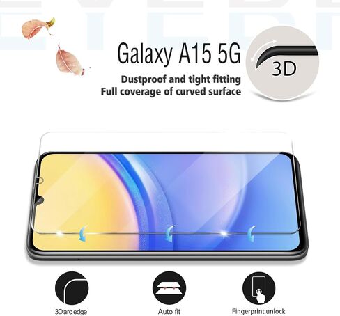 Galaxy A15 HD Clear Tempered Glass Screen Protector + Camera Lens Protectors, [2+2 Pack] [3D Glass] [Anti-Glare] [Bubble-Free] Screen Protector Glass For Samsung Galaxy A15 5G/4G in Kuwait