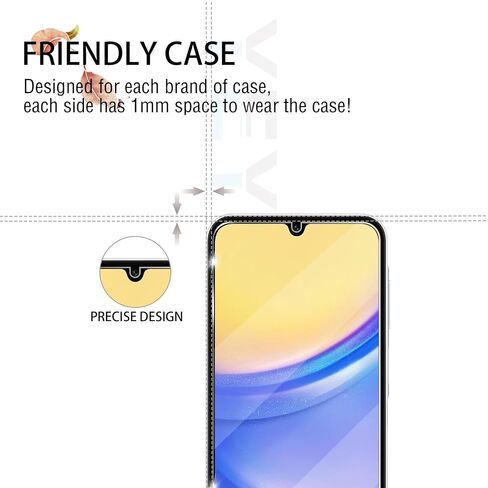 Galaxy A15 HD Clear Tempered Glass Screen Protector + Camera Lens Protectors, [2+2 Pack] [3D Glass] [Anti-Glare] [Bubble-Free] Screen Protector Glass For Samsung Galaxy A15 5G/4G in Kuwait
