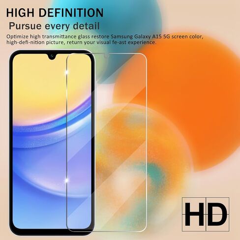 Galaxy A15 HD Clear Tempered Glass Screen Protector + Camera Lens Protectors, [2+2 Pack] [3D Glass] [Anti-Glare] [Bubble-Free] Screen Protector Glass For Samsung Galaxy A15 5G/4G in Kuwait