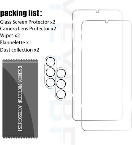 Galaxy A15 HD Clear Tempered Glass Screen Protector + Camera Lens Protectors, [2+2 Pack] [3D Glass] [Anti-Glare] [Bubble-Free] Screen Protector Glass For Samsung Galaxy A15 5G/4G in Kuwait